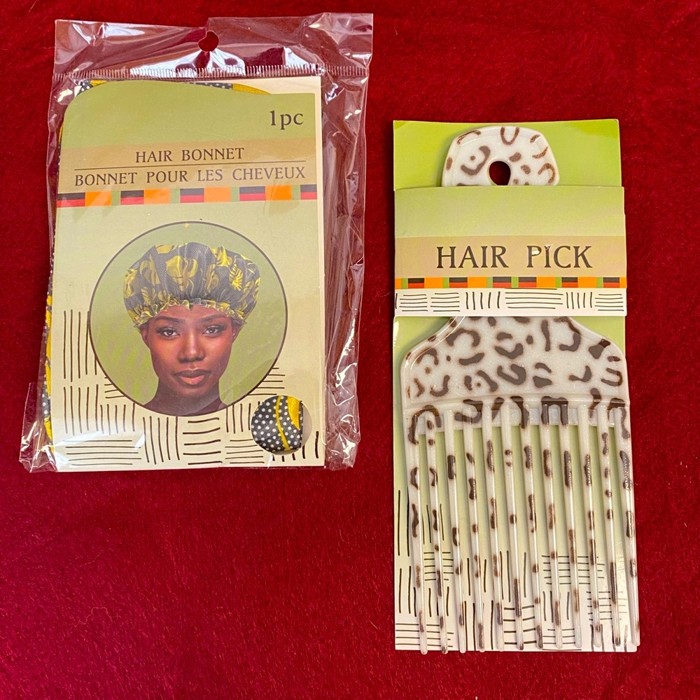 African Print 🇬🇭 Hair Bonnet & Hair Pick 🪮  Bundle